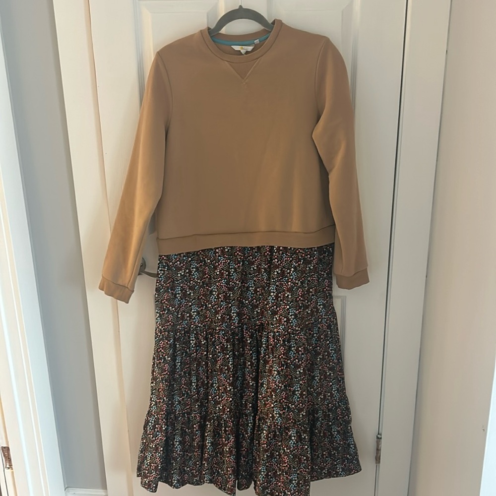 Boden Tan and Floral Maxi Dress